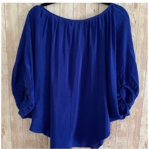Chelsea Flower Cobalt Blue Flowy Silk Blouse
